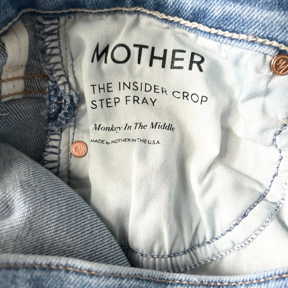 Mother The Insider Crop Step Fray Straight Jean in Monkey In The Middle Size 27 - Picture 7 of 9